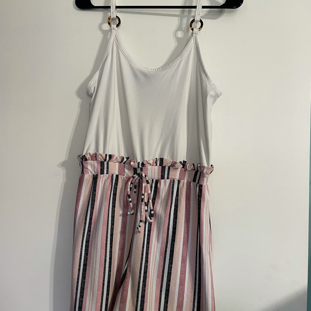 White and Striped Romper